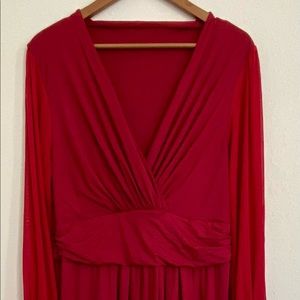 Deep red jumpsuit with embellishments